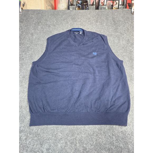 Mens Chaps Pullover Sweater Vest Navy, 100% Cotton Size XXL (Flaws) - Picture 1 of 8
